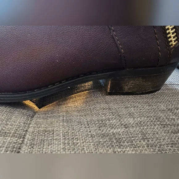 Franco Sarto Dark Brown Leather Boots with Gold Accent - Picture 5 of 6